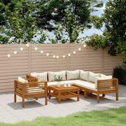 Set Divani da Giardino 7 pz con Cuscini Crema in Legno Acacia cod mxl 39913