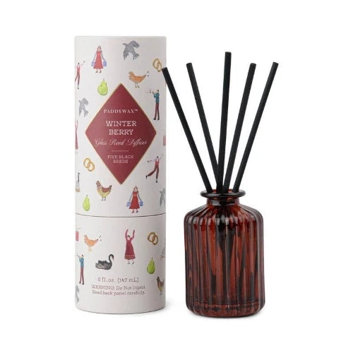 Diffusore natalizio in vetro rigato - Rosso - Fragranza Winter Berry 147 ml (5 fl oz)