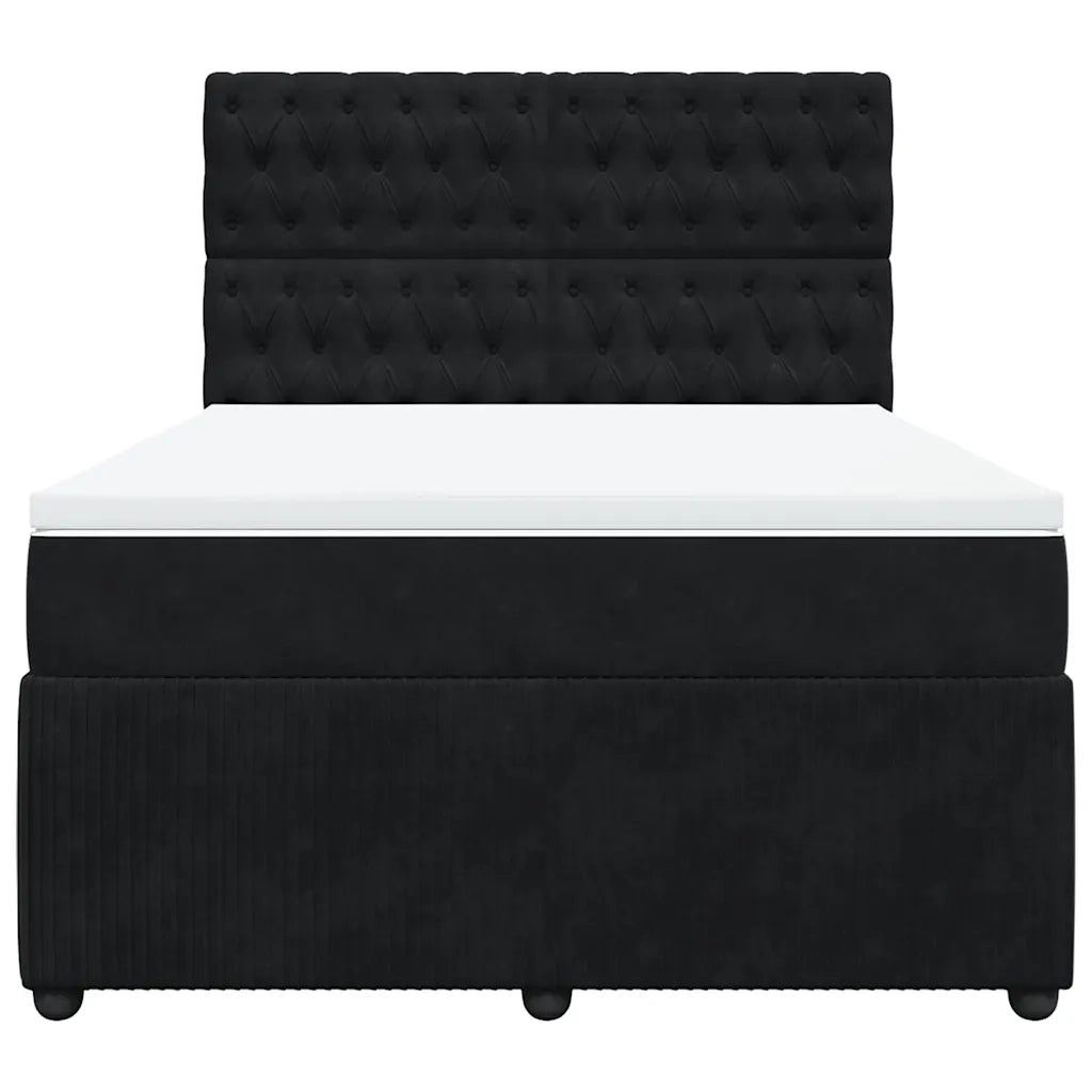 Giroletto a Molle con Materasso Nero 160x200 cm in Velluto 3292390
