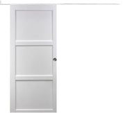Porta scorrevole a 3 pannelli 'Korya' bianca 204X73 con binario in alluminio bianco + scocche
