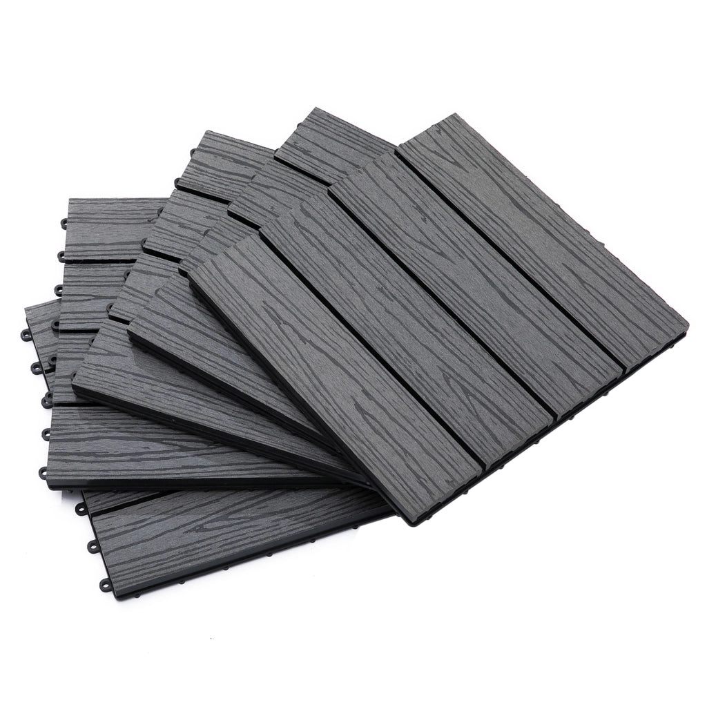 Piastrelle da giardino in polipropilene ¨C Xylo ¨C Set 11 pezzi, 30x30 cm, grigio antracite