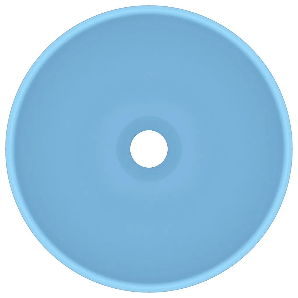 Lavandino Lusso Rotondo Azzurro Opaco 32,5x14 cm in Ceramica cod mxl 49508