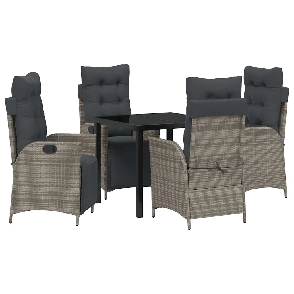Set da Pranzo per Giardino con cuscino 5 pcs Grigio polyrattan 3380548