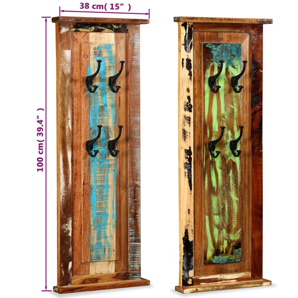 Appendiabiti 2 pz in Legno Massello di Recupero 38x100 cm CFW9782244
