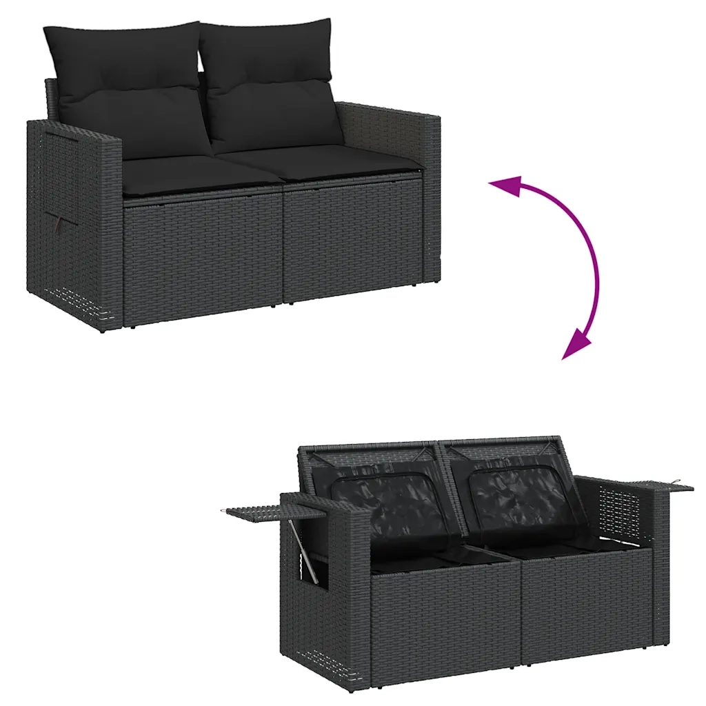 Set Divani da Giardino con Cuscini 7pz Nero Polyrattan 3326416