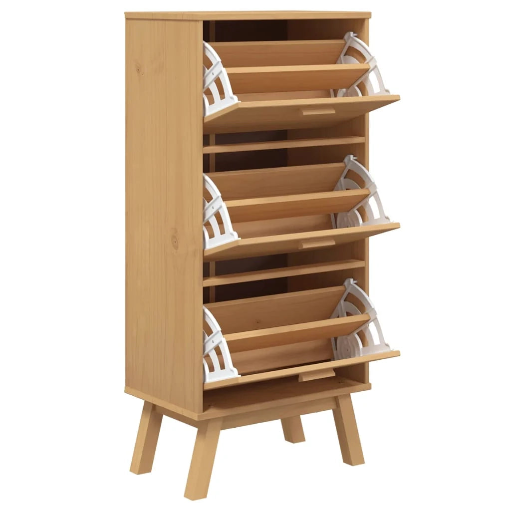 Scarpiera mobile contenitore per scarpe mobile per ingresso/corridoio/soggiorno 55 x 35 x 120 cm legno massello di pino marrone 02_0022033