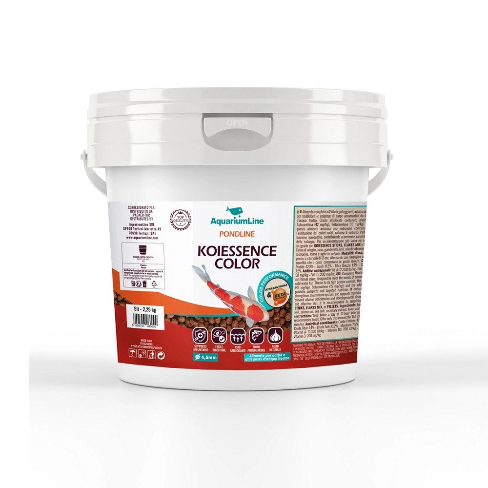 AquariumLine Koiessence Color secchiello da 5L/2,25kg - alimento completo in pellet 4,5mm per Carpe e pesci da laghetto
