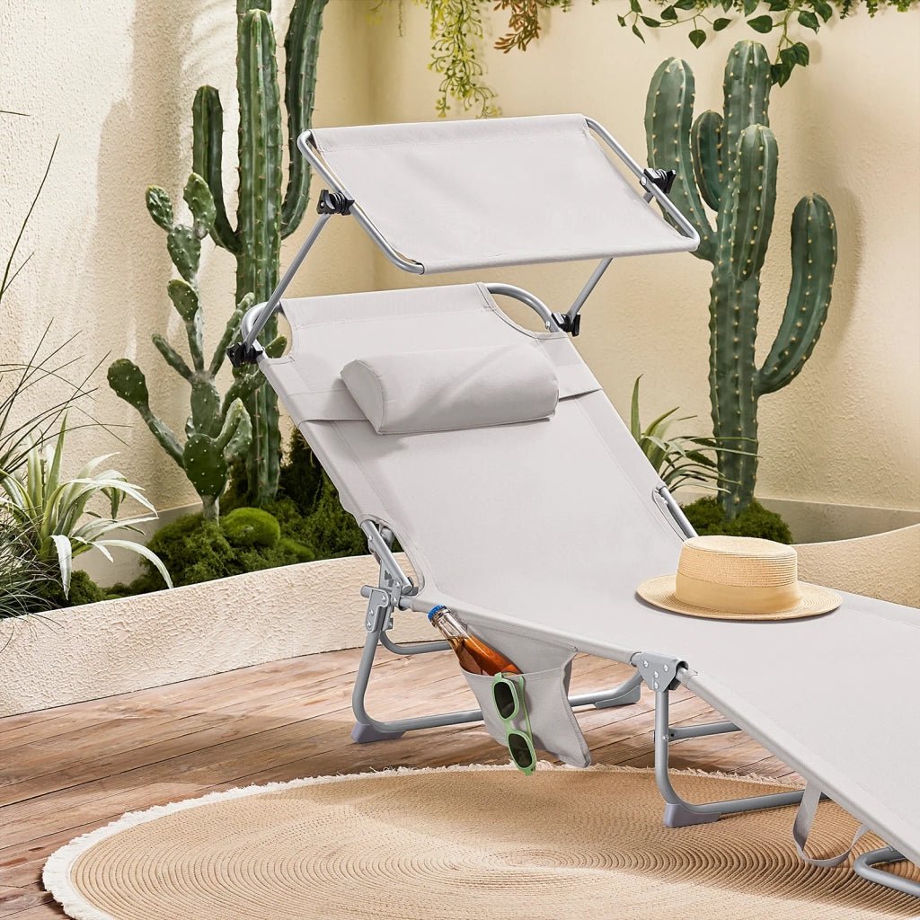 SoBuy Lettino prendisole pieghevole con tettuccio 63x215x30cm OGS48-MI
