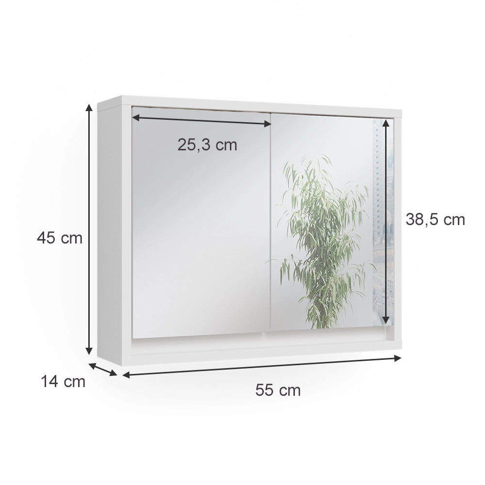 Vicco Specchio contenitore bagno Bianco 55 x 45 cm