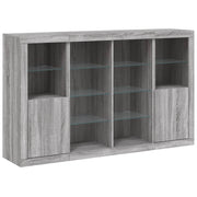 Buffet credenza cassettiera armadio mobile contenitore organizer per cucina soggiorno salotto con luci a LED 3 pezzi legno ingegnerizzato Sonoma grigio 02_0037236