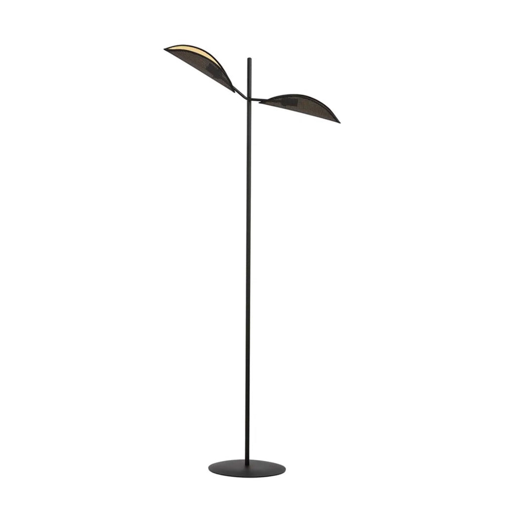 Piantana Moderno Eridano Acciaio Nero Oro 2 Luci E14 Ip20