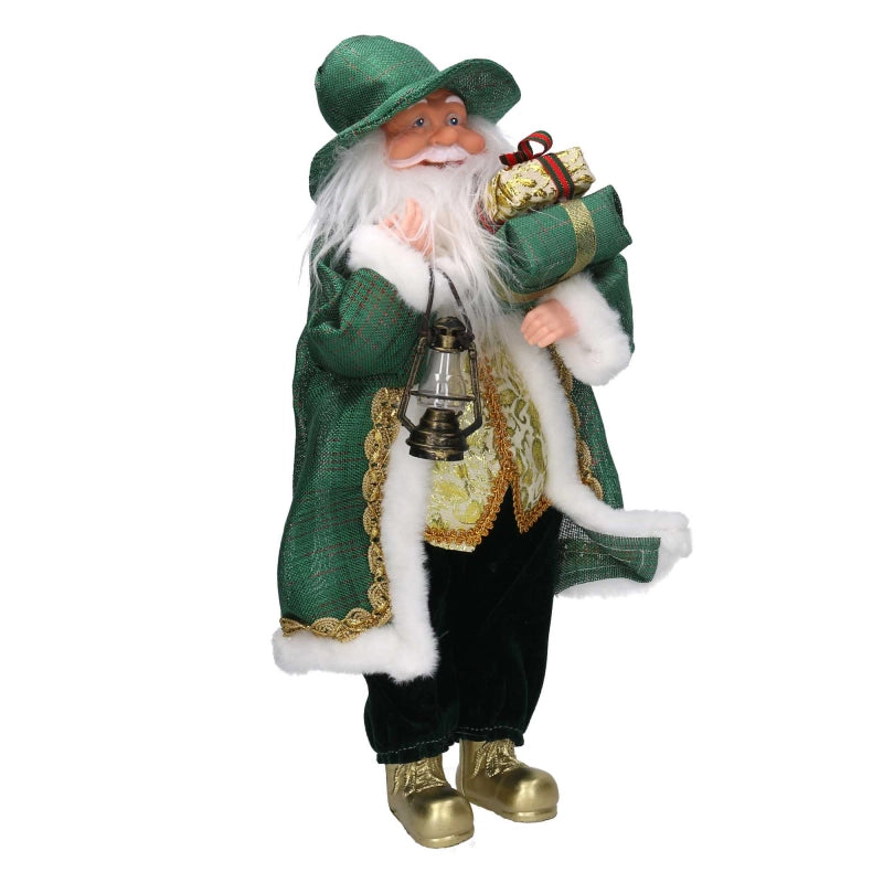 Babbo natale tessuto oro verde cm 20x10h45