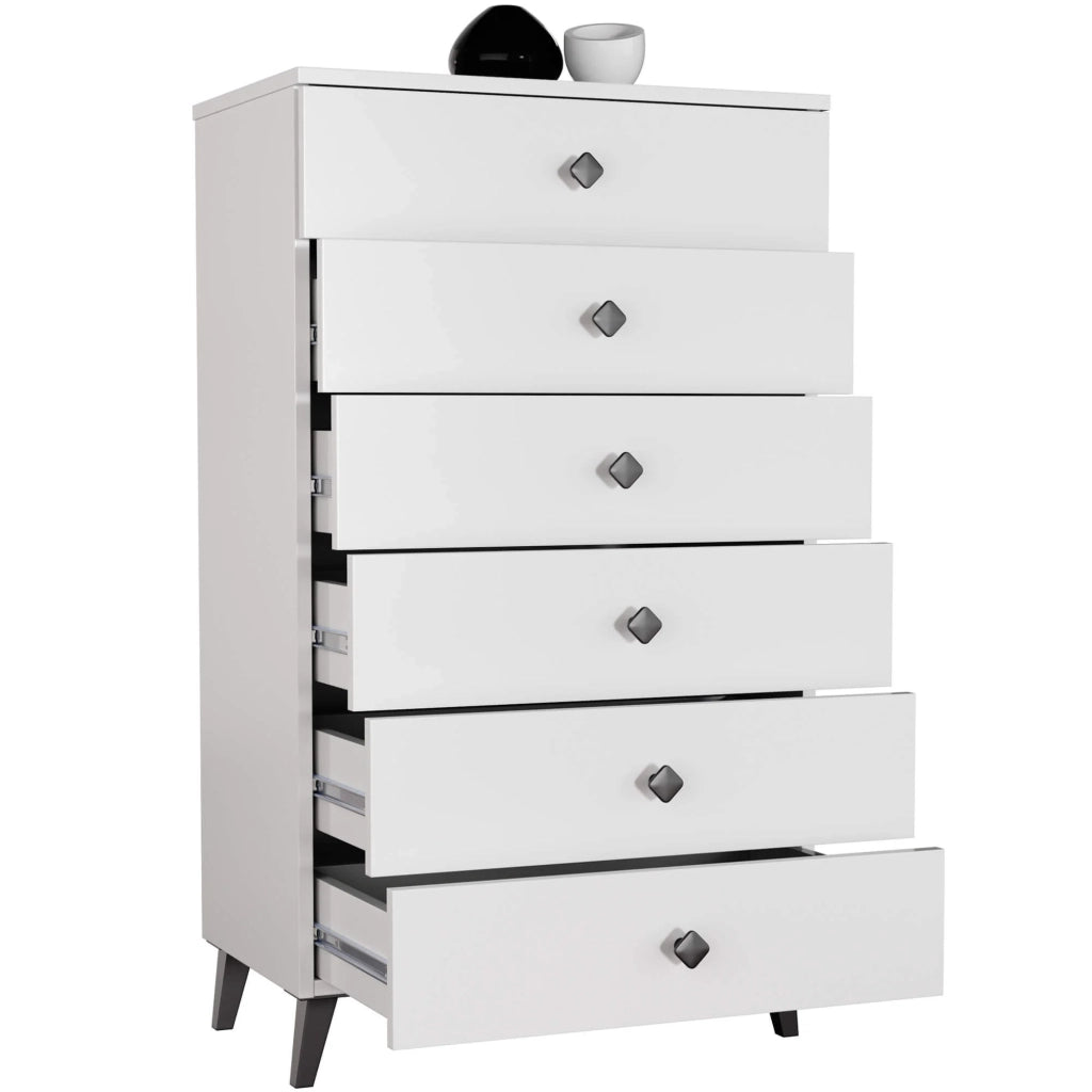 Cassettiera AKORD MOBI color bianco con 6 cassetti L60 x H104 x P37 cm