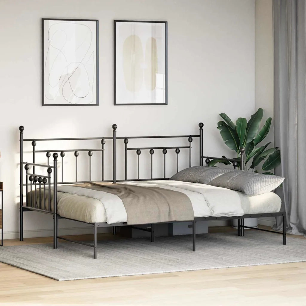 Struttura per letto di giorno Nero 75 x 190 cm Acciaio 42002663