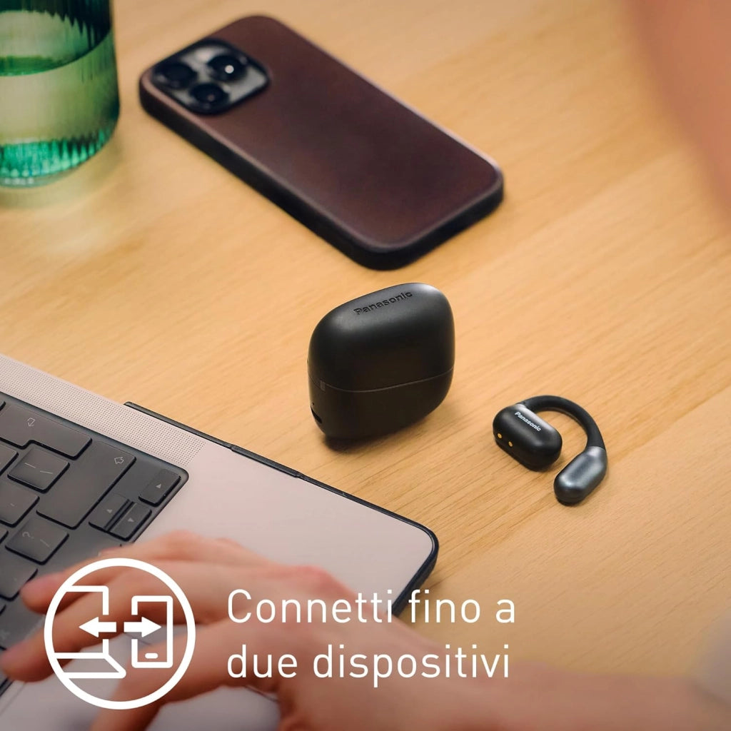 RB-F10DE-K Cuffie Wireless Open-Ear, Auricolari wireless Sport Bluetooth con Microfono ENC, 25H di Autonomia, Bluetooth 5.4, IPX4, Controlli Touch, Nero