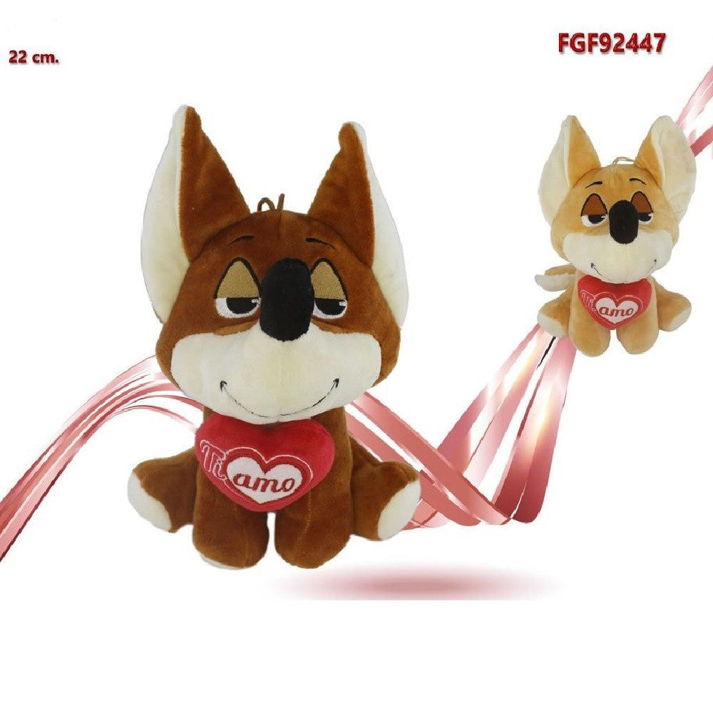 Trade Shop - Volpe Peluche 22 Cm Con Cuore Ti Amo Idea Regalo San Valentino Col. Ass. 92447 -