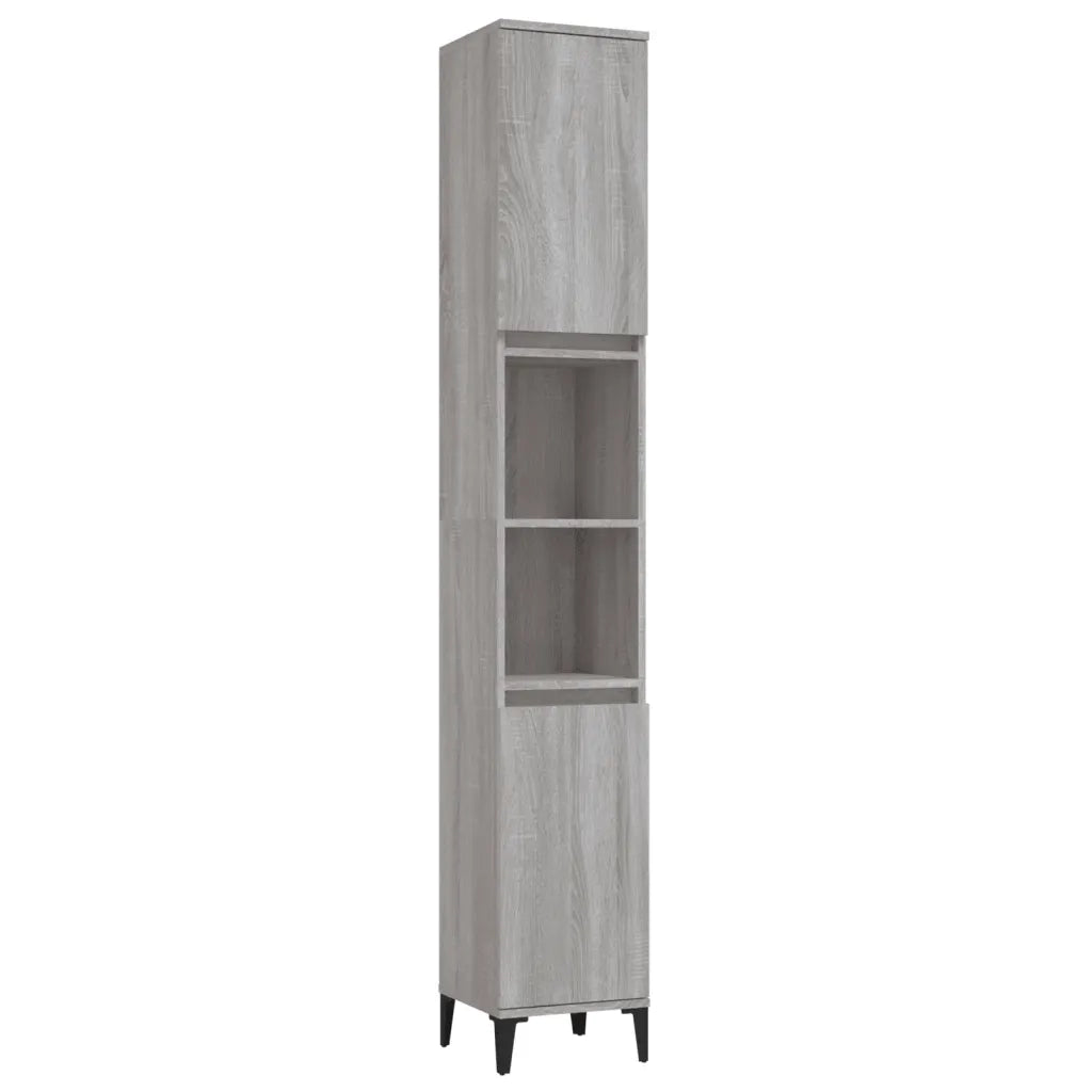 Set Mobili da Bagno | Armadio da bagno 3 pz Grigio Sonoma in Legno Multistrato