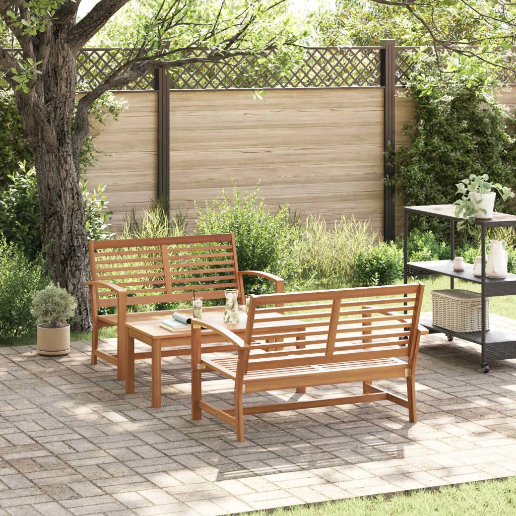 Set Divano da Giardino 3 pcs Naturale Legno di teak solido