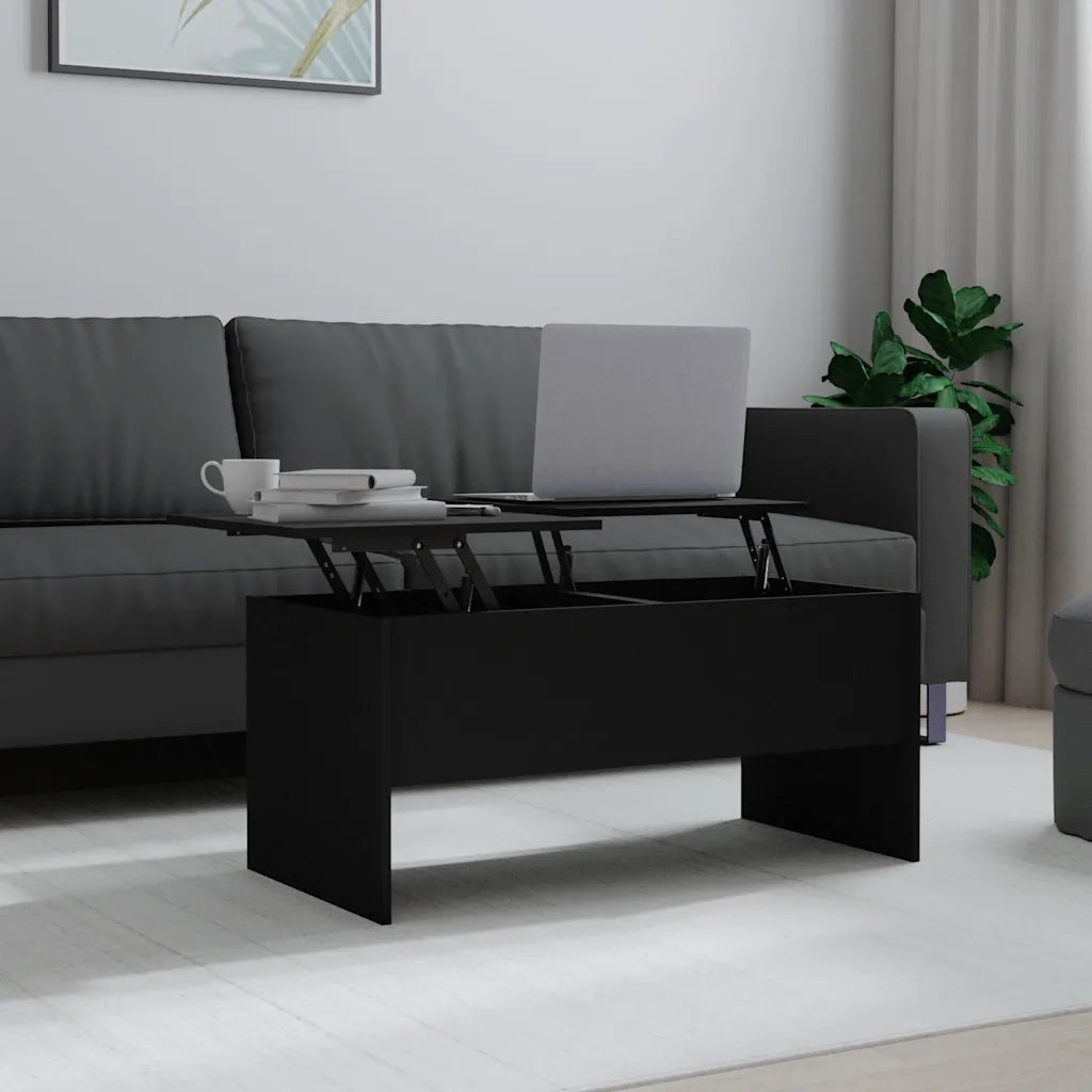 Tavolino da Salotto-Tavolino da soggiorno-Tavolo Nero 102x50,5x46,5 cm in Legno Multistrato