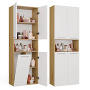 Mobile bagno NEL 1k DK scaffale colonna con koszem per bucato rovere artisan e bianco