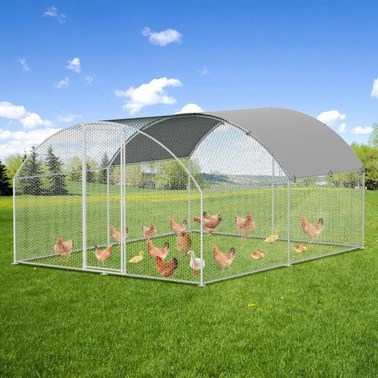 Recinzione per Polli a Forma Curva con Tetto Solare, 3 x 4 x 2m