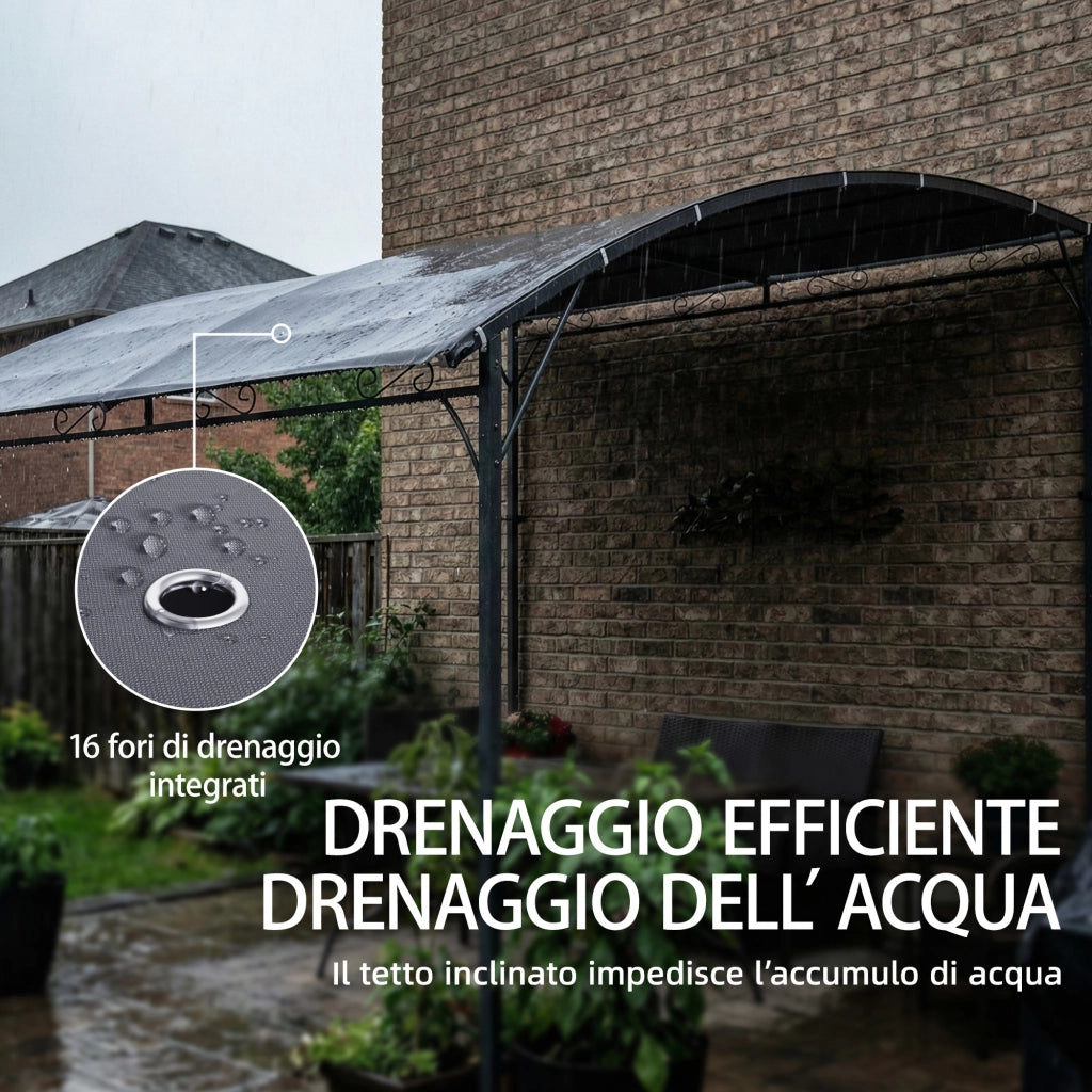 Gazebo Pergola per Giardino in Metallo e Poliestere ¨C zephmum ¨C Grigio 380x280 cm
