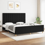 Giroletto con Testiera-Struttura Letto con testiera Nero 180x200 cm in Tessuto