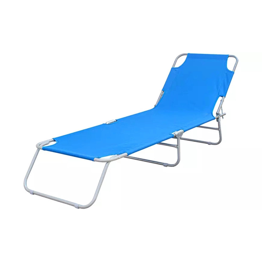 Trade Shop - Lettino Prendisole Pieghevole Senza Parasole Con Schienale Regolabile Brandina Blu 281022 -