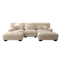 Divano angolare modulare di lusso - Xylo - Forma U extra large, trasformabile con pouf, chenille marrone chiaro