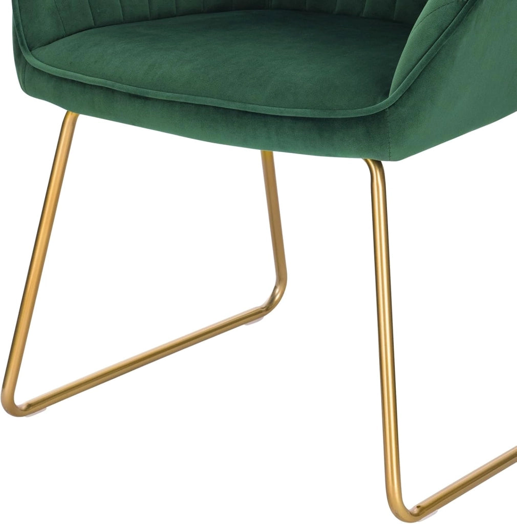 set di 2 sedie cucina moderne sedie imbottite Adatte per Sala da Pranzo, Soggiorno, Camera da Letto Estetica in Tessuto di velluto Metallo dorato Verde Scuro BH246dgn-2
