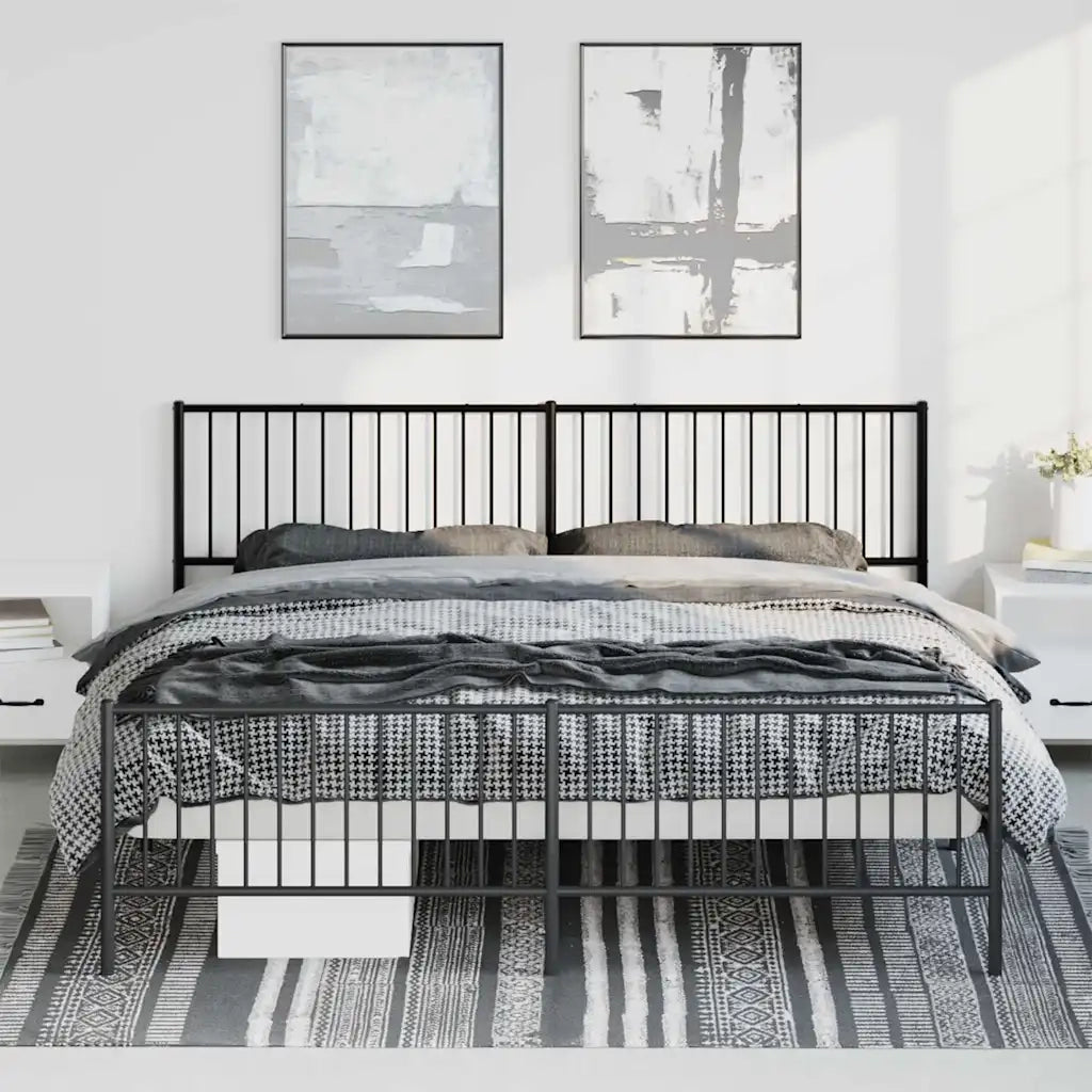 Giroletto con Testiera e Pediera Metallo Nero 193x203 cm 350888