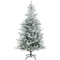 Albero di Natale Innevato Alto 180 cm con 1207 Rami Realistici e Base in Metallo Pieghevole Verde e Bianco