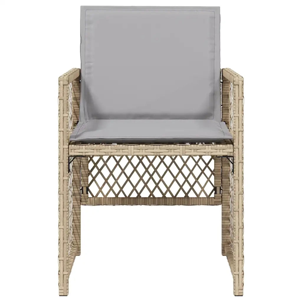 Sedie da Giardino con Cuscini 4 pz | Sedie da Esterno Beige Misto in Polyrattan