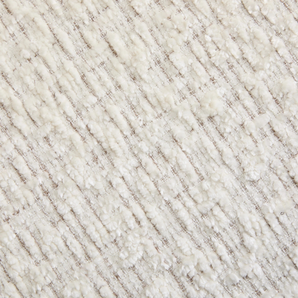 Divano componibile angolare a 3 posti in chenille beige con braccioli portaoggetti e tasche 261 × 165 × 80 cm