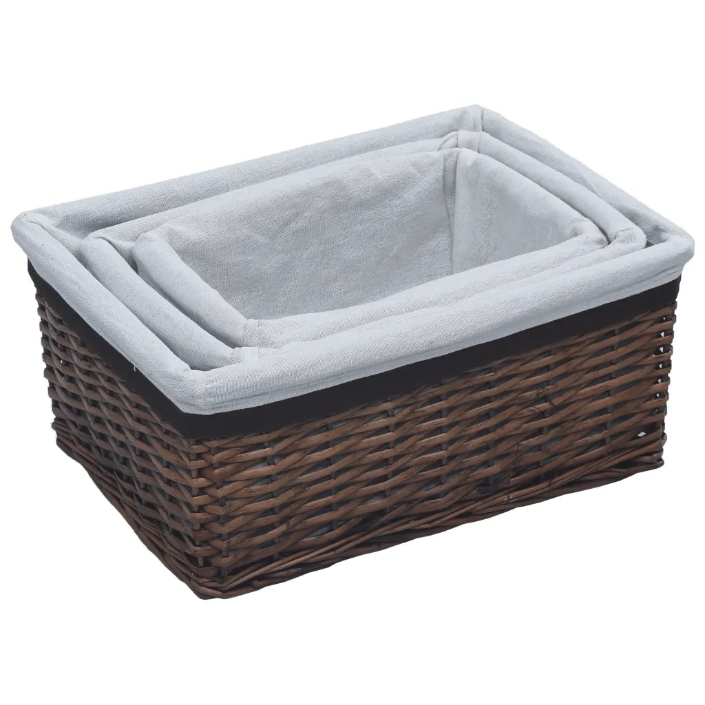 Set Cestini Impilabili 3 pz Marroni in Salice CFW5415704