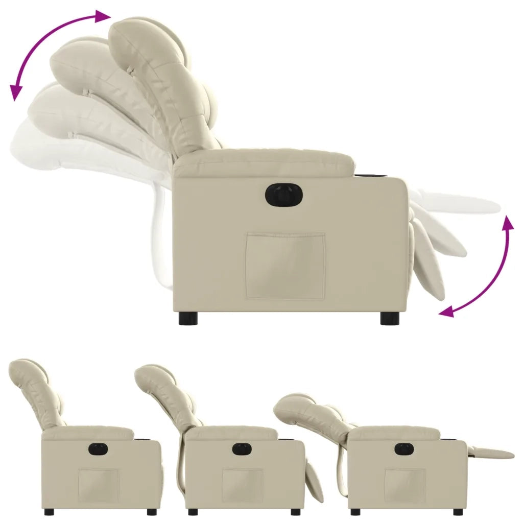 Divano Sedia-Poltrona Reclinabile Elettrica Crema in Similpelle 892830
