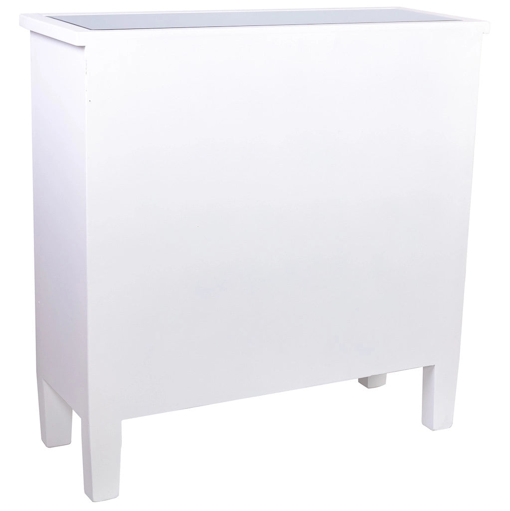 Comò in legno e vetro con 4 cassetti 80x30x81