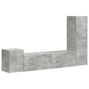Set mobile TV 4 pz | Armadietto TV | Mobile Porta TV Grigio cemento Legno multistrato