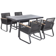 Set da pranzo da giardino 4 posti metallo Nero alluminio finitura opaca tavolo da esterno 4 sedie cuscini moderno