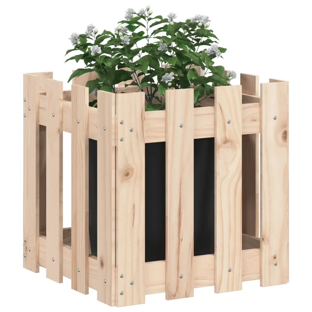 Fioriera | Cassetta per fiori | Vaso Giardino Design a Recinzione 40x40x40 cm Massello Pino