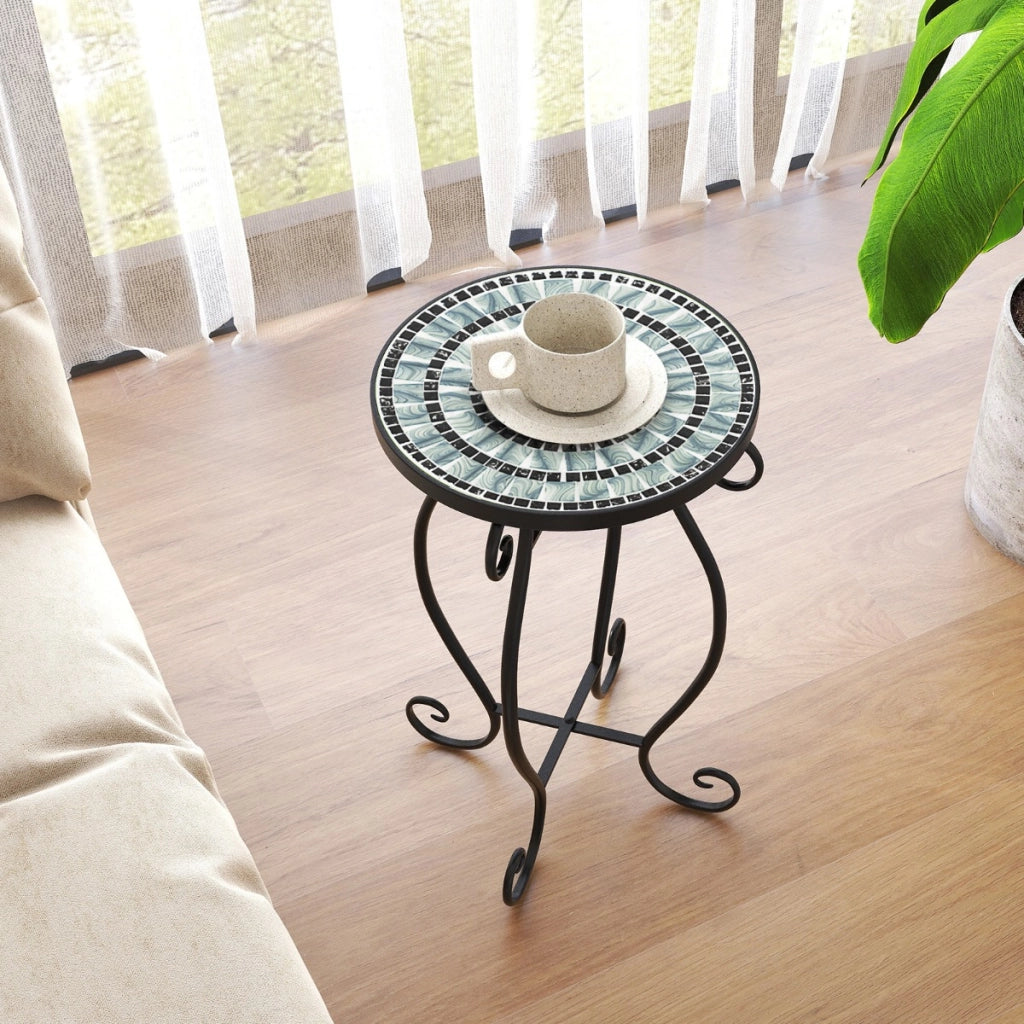Tavolino da esterno con piano d'appoggio in ceramica resistente agli agenti atmosferici, Supporto piante Modello 1-Tavoli da esterno