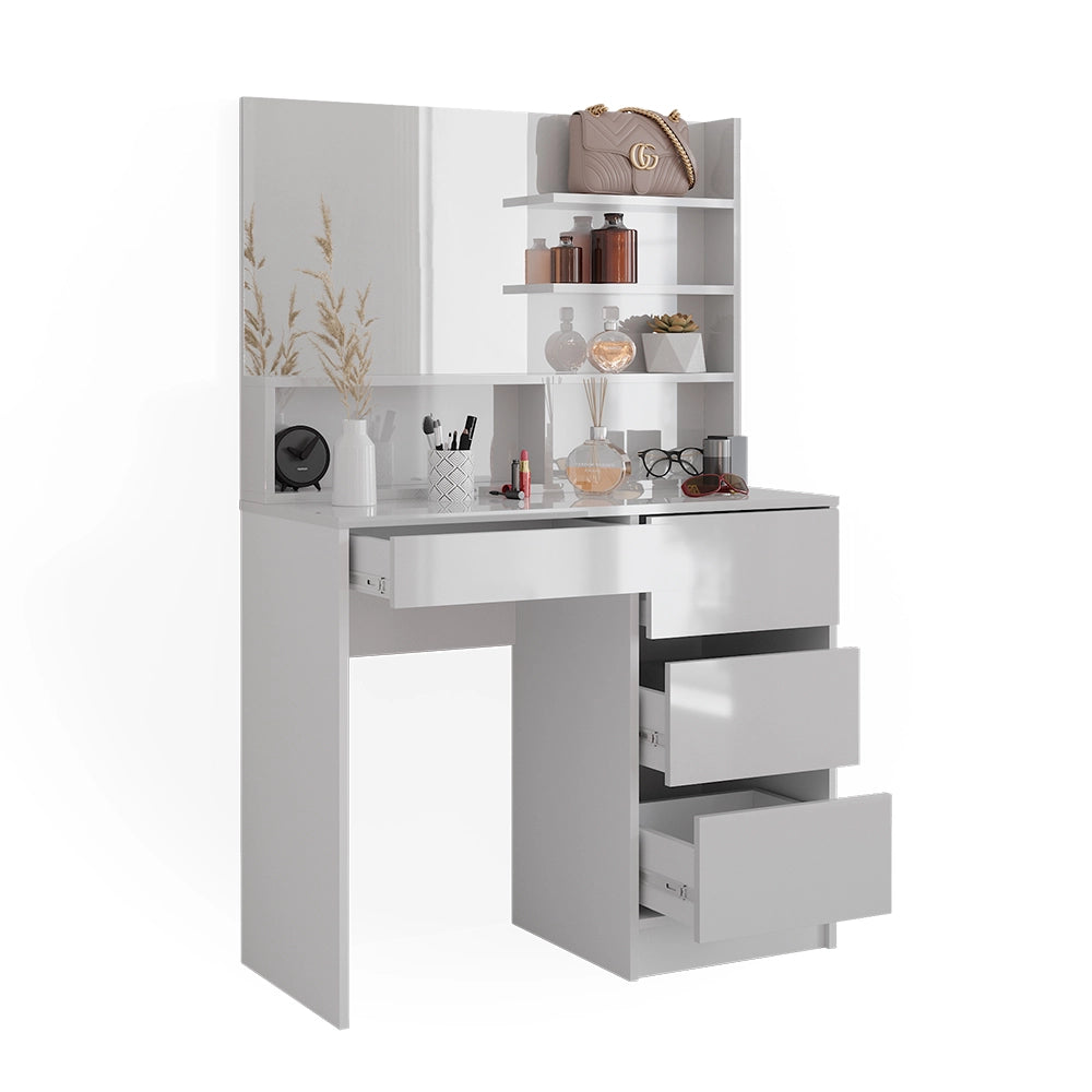 Vicco Tavolo da toeletta Bianco 80 cm con specchio