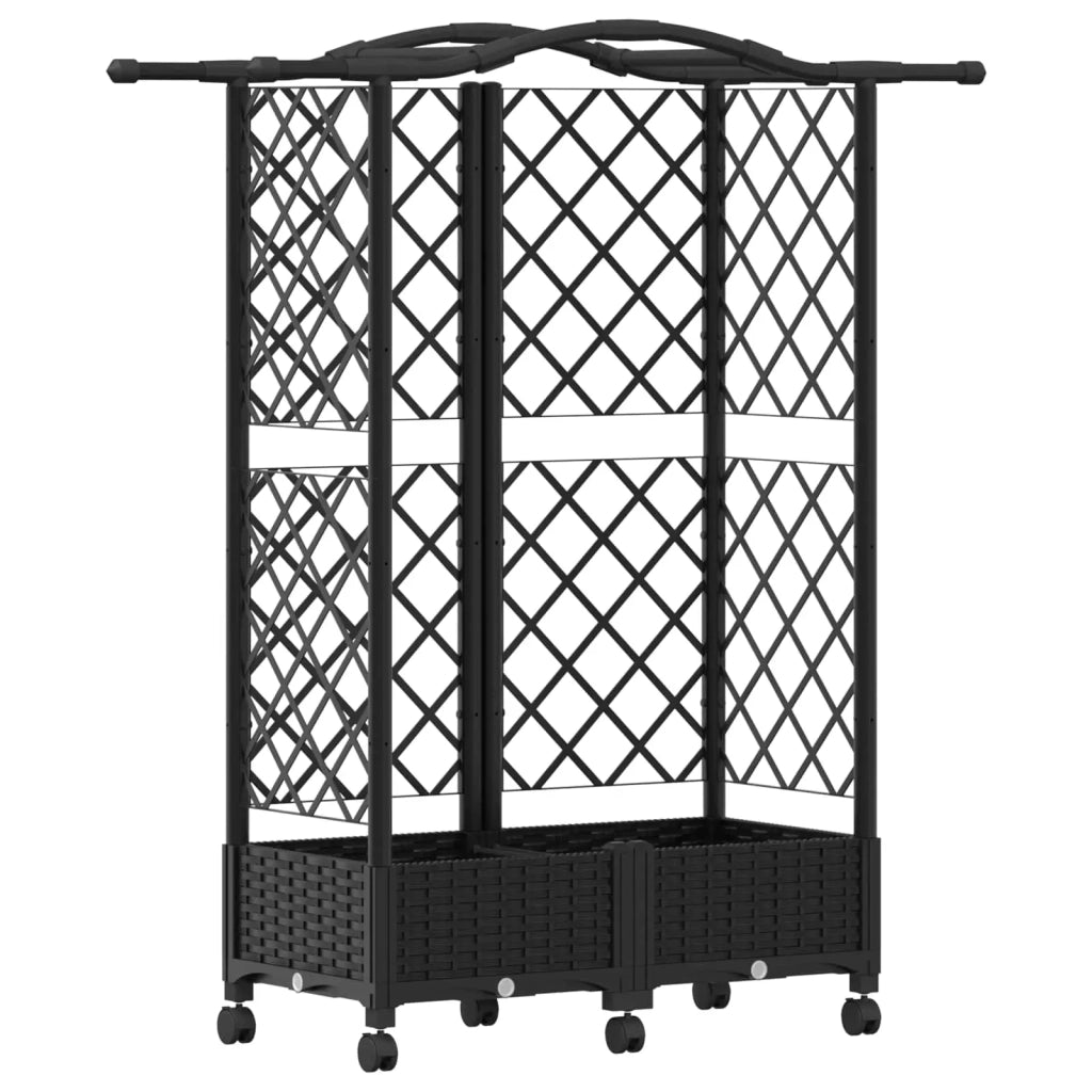 Letto Rialzato con Griglia e Tetto Nero 124 x 40 x 129 cm PP 3423018