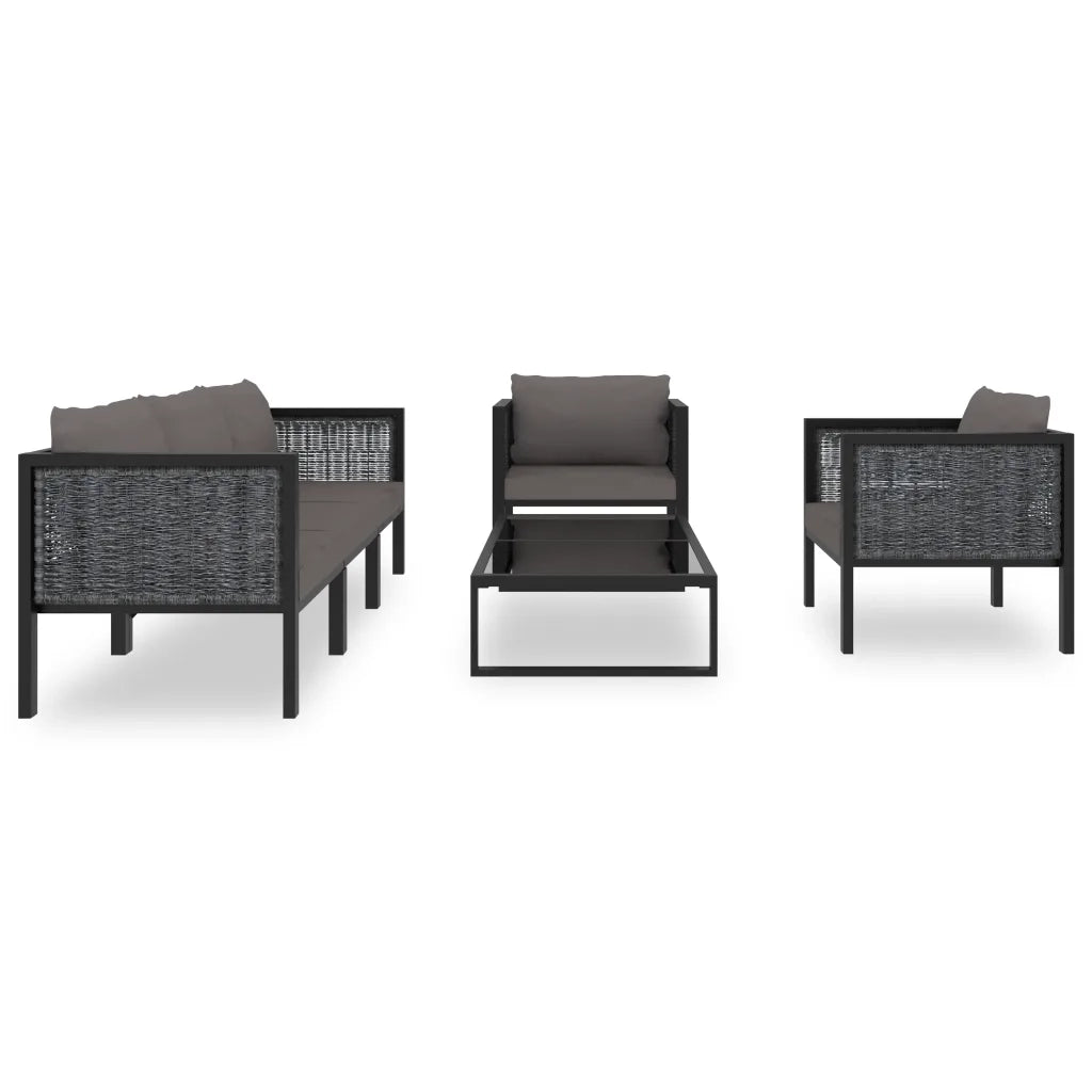 Set Divani da Giardino 6 pz con Cuscini in Polyrattan Antracite cod mxl 36636