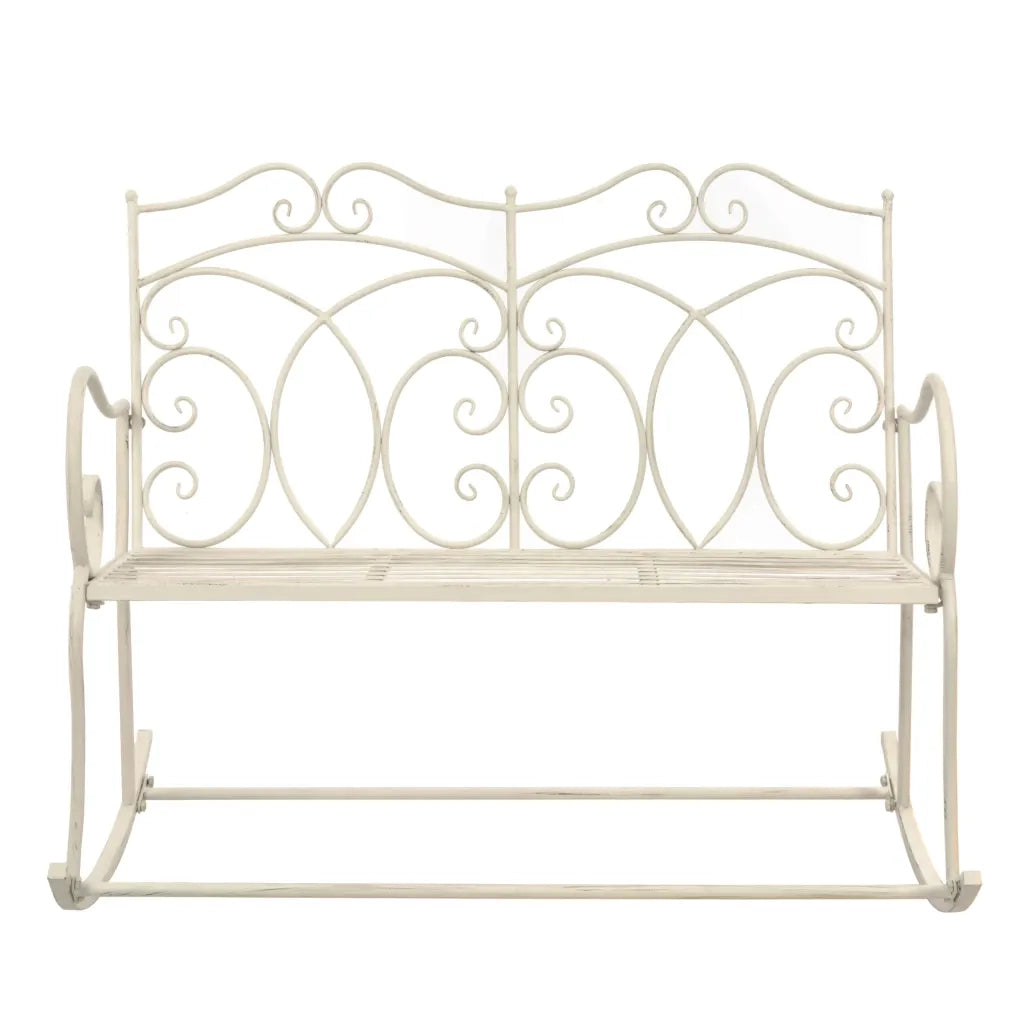 Panchina da Giardino | Panca da Giardino 104 cm in Ferro Bianco Anticato