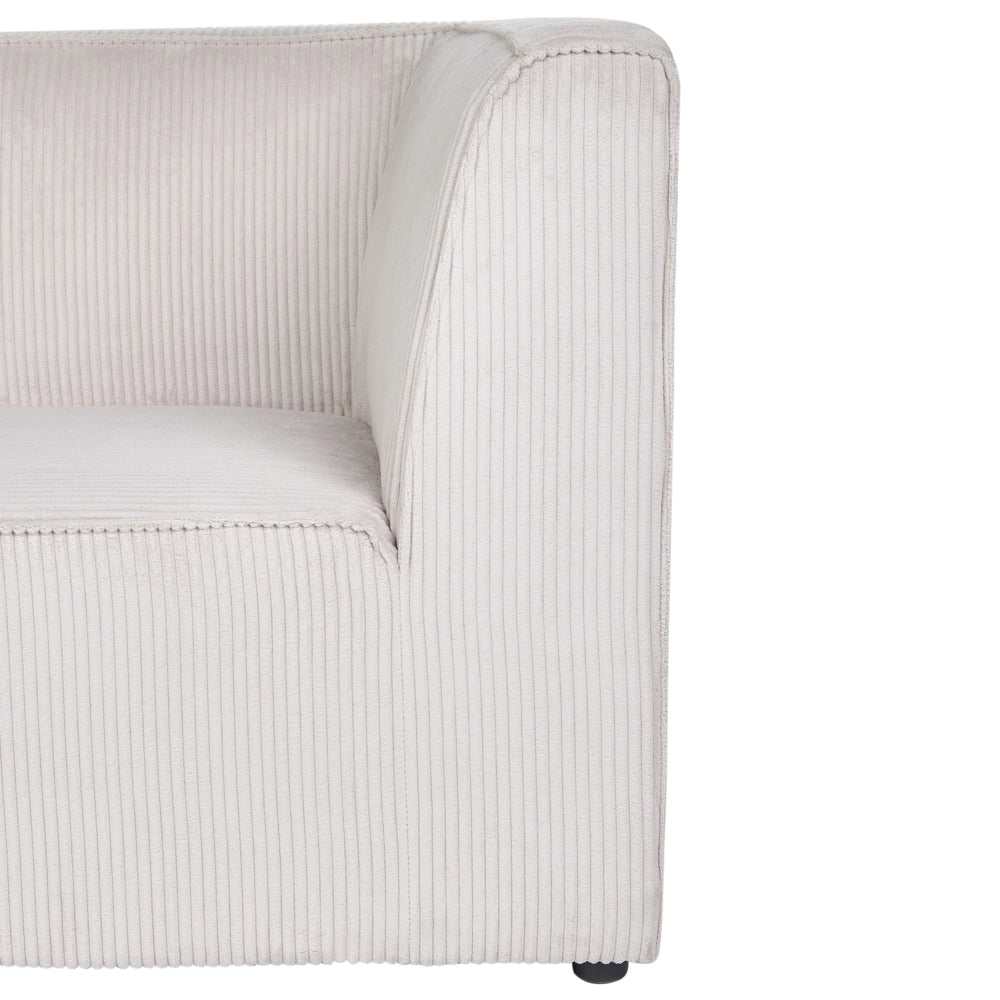 Modulo a un posto con angolo destro in velluto a coste beige stile moderno