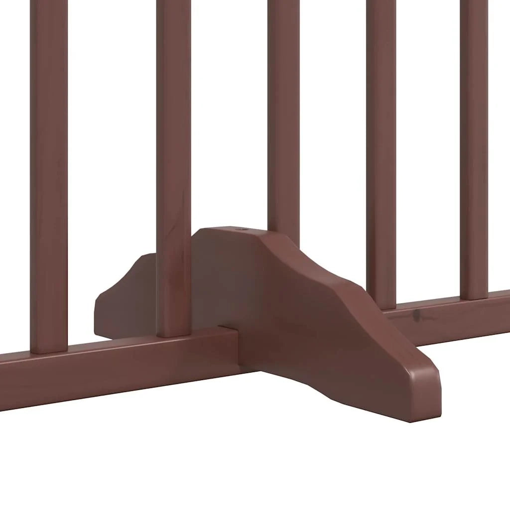 Cancelletto di sicurezza per cani con porta in legno di pioppo marrone a 4 pannelli 02_0023304