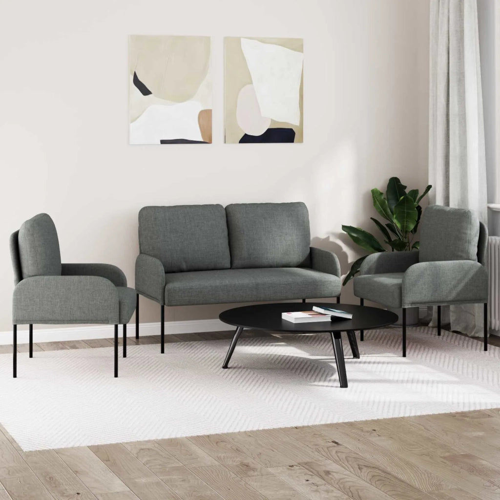 Set divani 3 pcs Grigio scuro 115 x 56 x 80 cm Legno compensato
