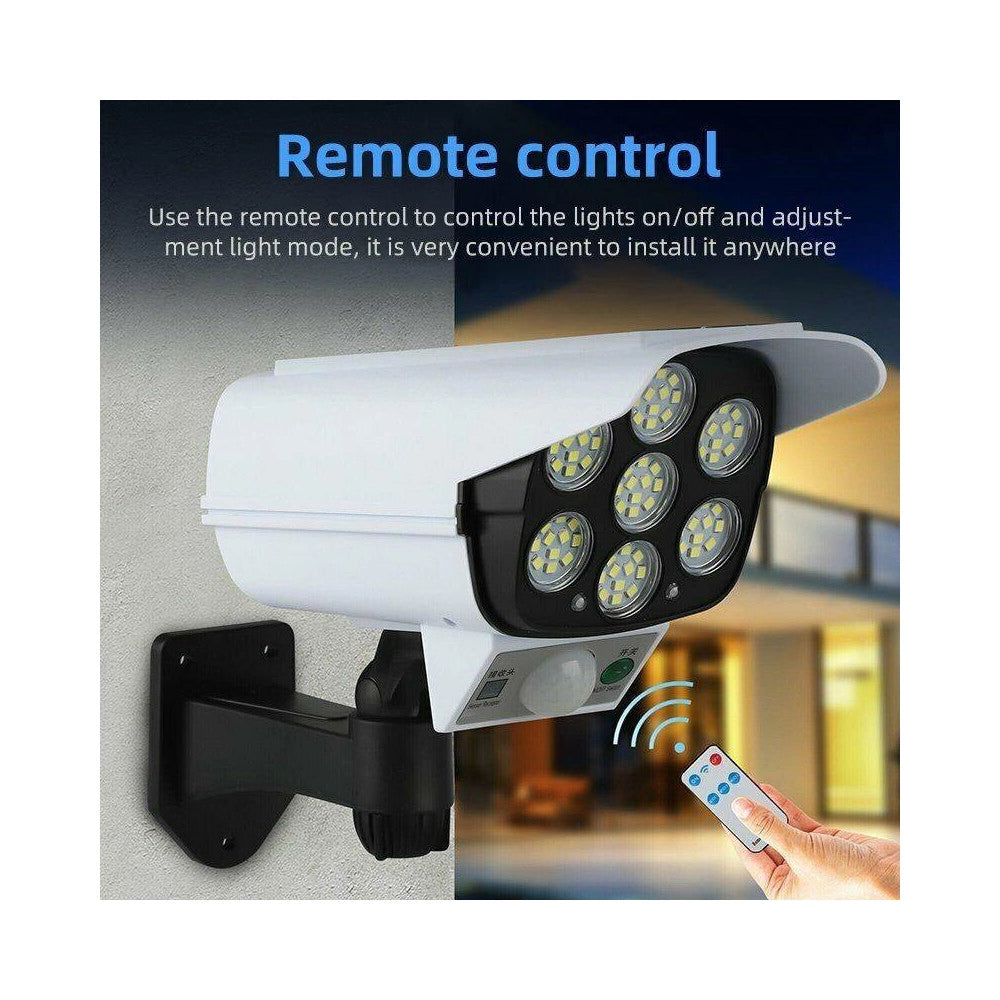 Trade Shop - Telecamera Finta Pannello Solare Con Sensore Di Movimento 77 Led Faretto Luce -