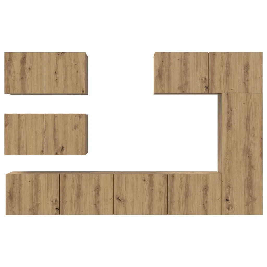 Set mobile TV 6 pz-Set di 6 Credenza per TV Rovere artigianale Legno multistrato 620862